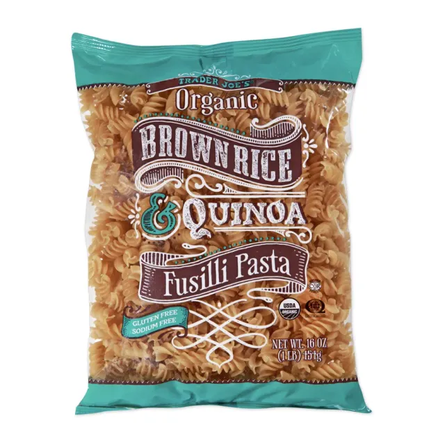 Trader Joe's Organic Brown Rice & Quinoa Fusilli Pasta, front of pack