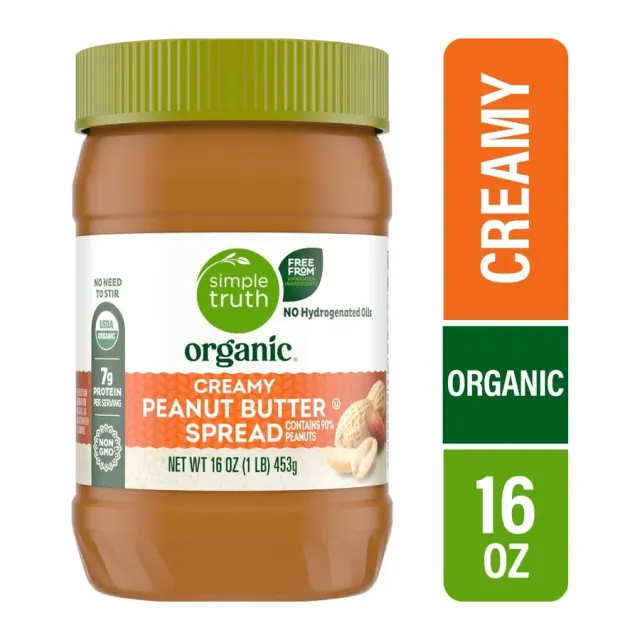 Simple Truth Creamy Peanut Butter Spread, front of pack