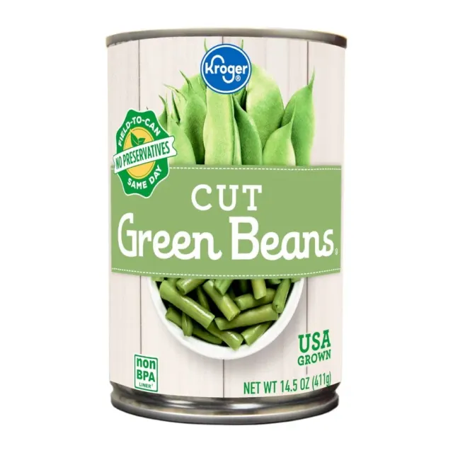 Kroger Green beans, cut, front of pack