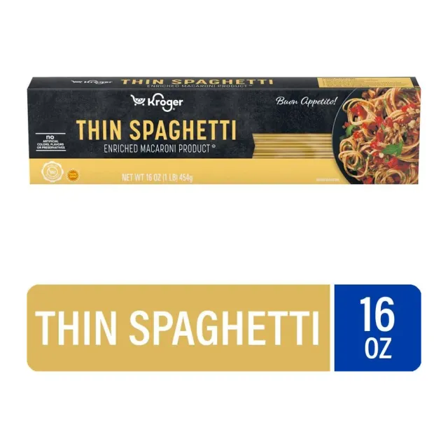 Kroger Enriched, Thin Spaghetti, front of pack