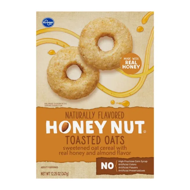 Kroger Honey Nut Toasted Oats, front of pack