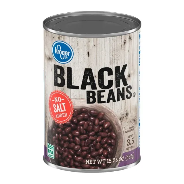 Kroger Black Beans, No Salt Added, front of pack