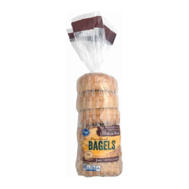 Kroger Pre sliced whole wheat bagels, front of pack