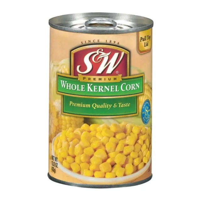 S&W Premium whole kernel corn, front of pack