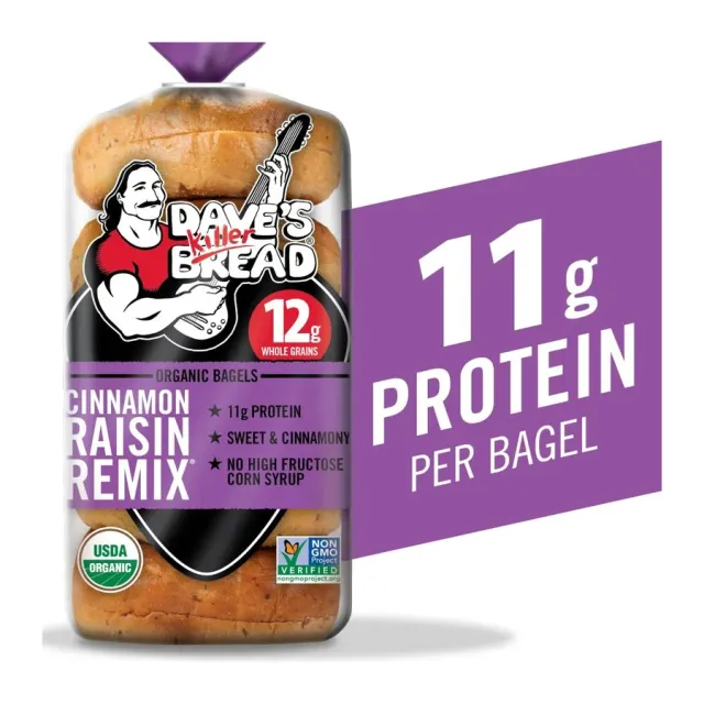 Dave's Killer Bread Organic Bagels, Cinnamon Raisin Remix, front of pack