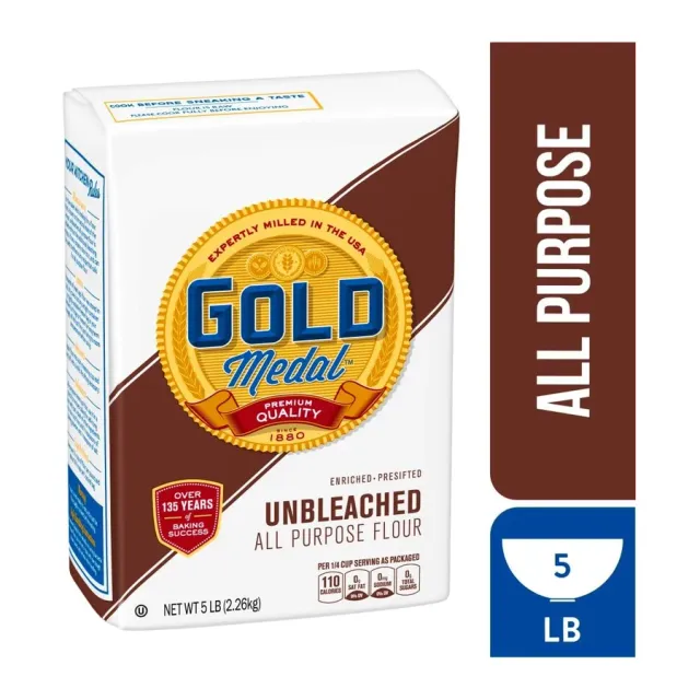 Gold Medal Unbleached All Purpose Flour, front of pack
