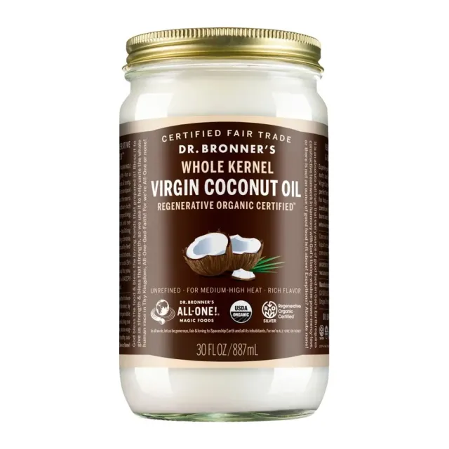 Dr. Bronner's Organic Virgin Coconut Oil Whole Kernel Unrefined, front of pack