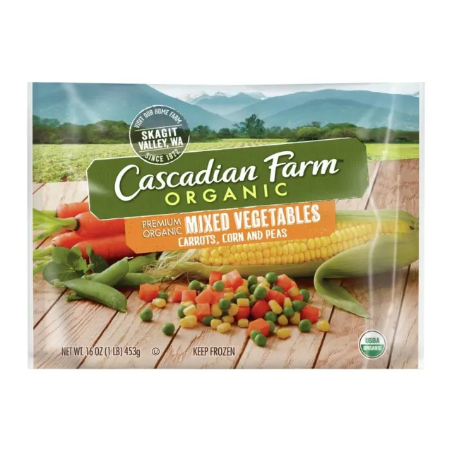 Cascadian Farm Mixed Vegetables Carrots, Corn & Peas, front of pack