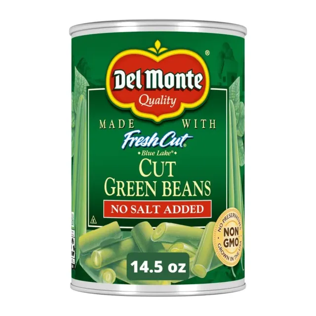Del Monte Cut Green Beans, No Salt Added, front of pack