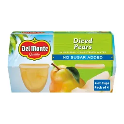 Del Monte No Sugar Added Diced Pear Cups, front of pack