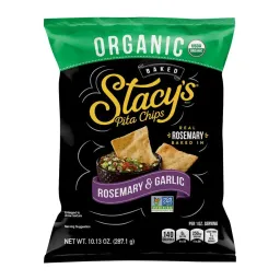 Stacy's Organic Rosemary and Garlic Pita Chips, front of pack