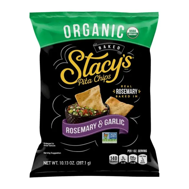 Stacy's Organic Rosemary and Garlic Pita Chips, front of pack