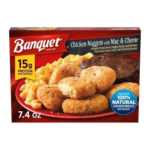 Banquet Chicken nuggets with mac & cheese, front of pack