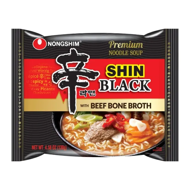 Nongshim Shin Black with Beef Bone Broth, front of pack