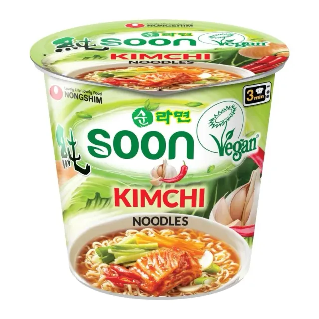 Nongshim Kimchi cup noodle, front of pack