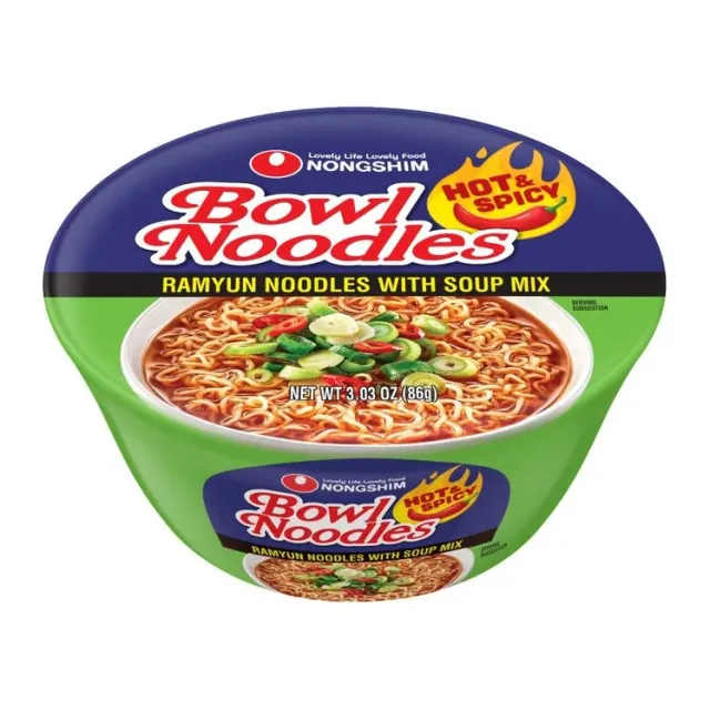 Nongshim Hot & Spicy Bowl Noodle Soup, front of pack