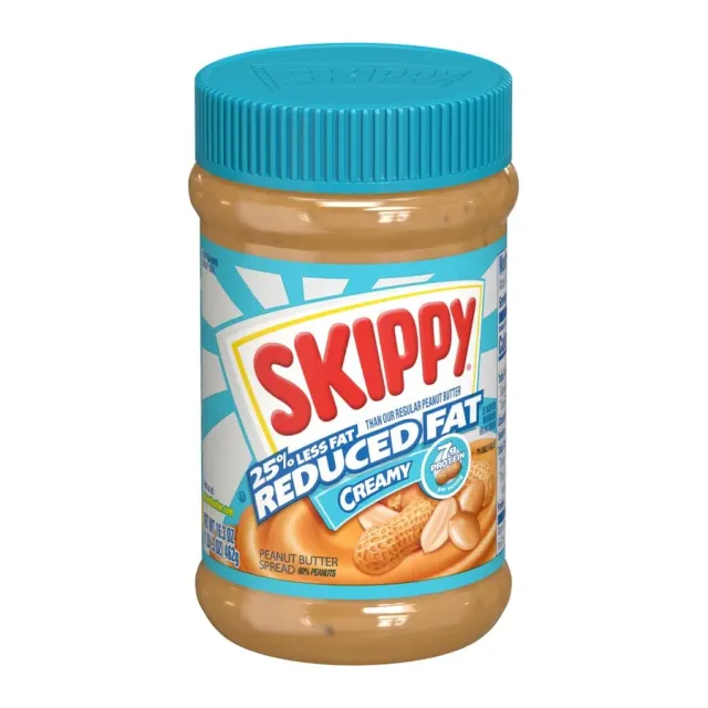 Skippy Reduced fat creamy peanut butter spread, front of pack
