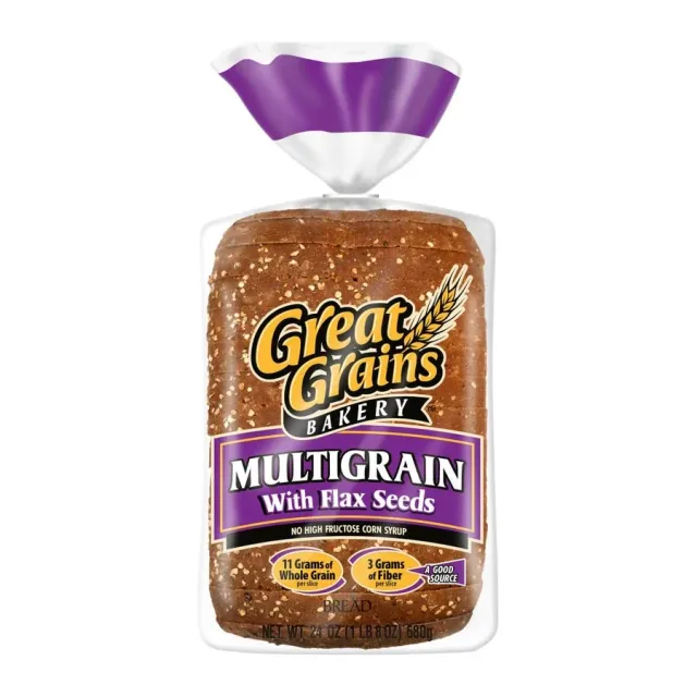 Great Grains Bakery Multigrain With Flax Seeds, front of pack