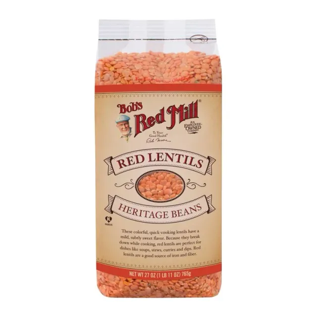 Bob's Red Mill Red Lentils Heritage Beans, front of pack