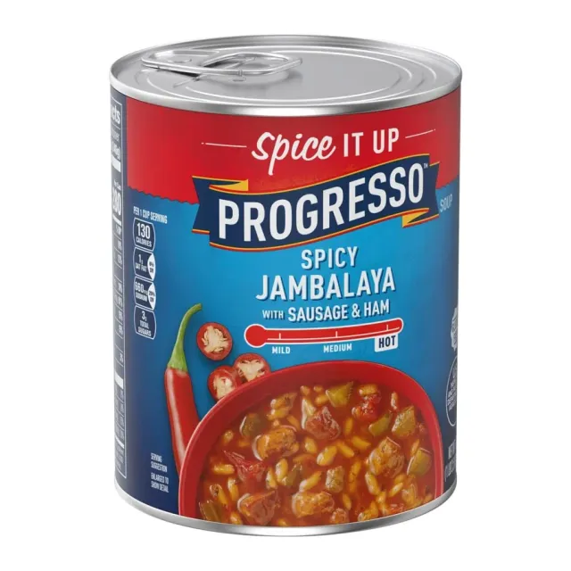 Progresso Spicy Jambalaya stew with Sausage and Ham, front of pack