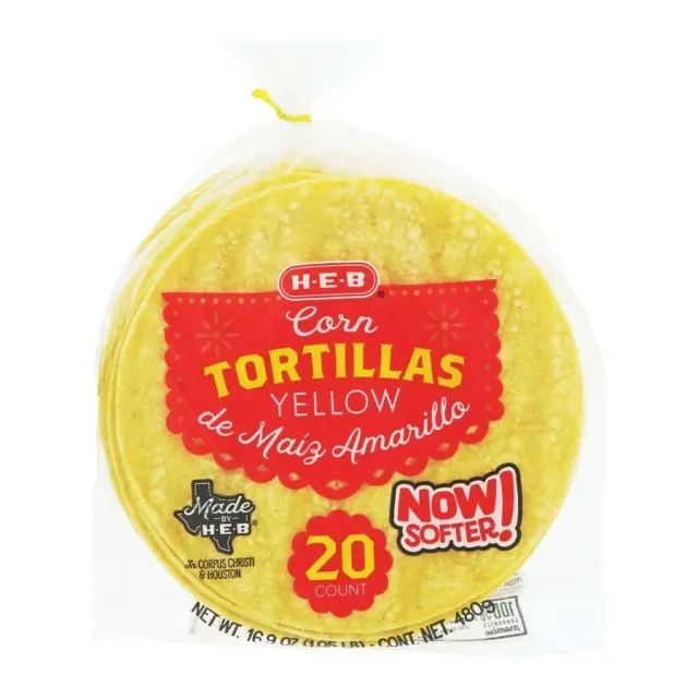 H-E-B Yellow Corn Tortillas, front of pack