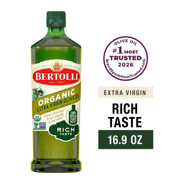 Bertolli Rich Organic Extra Virgin Olive Oil, front of pack