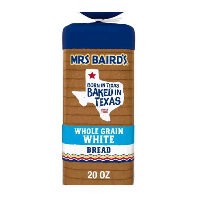 Mrs Baird's Whole Grain White Bread, front of pack