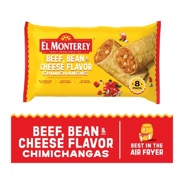 El Monterey Beef, Bean & Cheese Flavor Chimichangas, front of pack