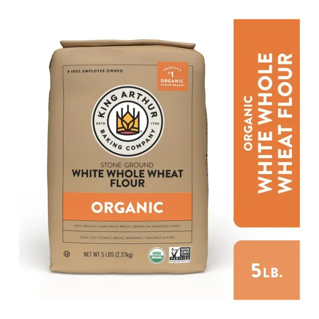 King Arthur Organic Stone Ground White Whole Wheat Flour, front of pack
