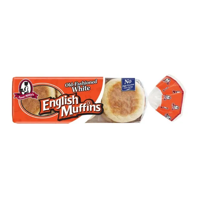 Aunt Millie's Old-Fashioned White English muffins, front of pack