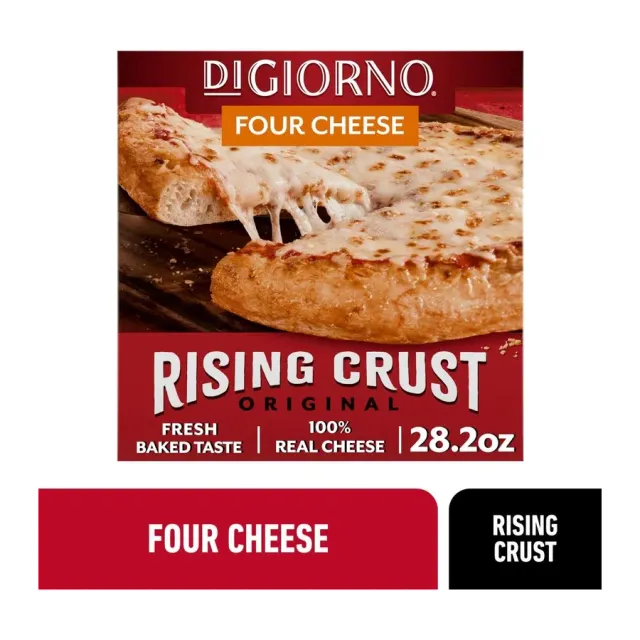 DiGiorno Rising crust four cheese frozen pizza, front of pack
