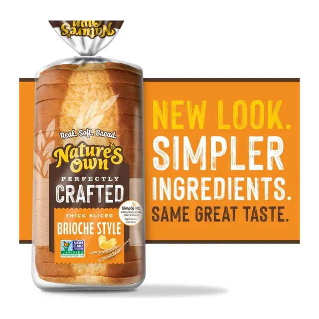Nature's Own Perfectly Crafted Thick Sliced Brioche Style Bread, front of pack