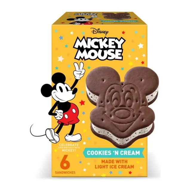 Mickey Mouse Cookies N’ Cream Ice Cream Sandwiches, front of pack