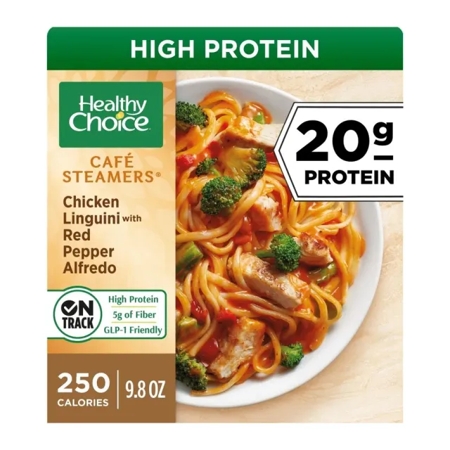 Healthy Choice Café Steamers Chicken Linguini with Red Pepper Alfredo, front of pack