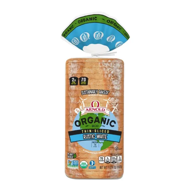 Arnold Rustic White Thin-Sliced Bread, front of pack