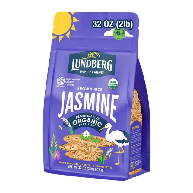 Lundberg Family Farms Organic California Brown Jasmine Rice, front of pack