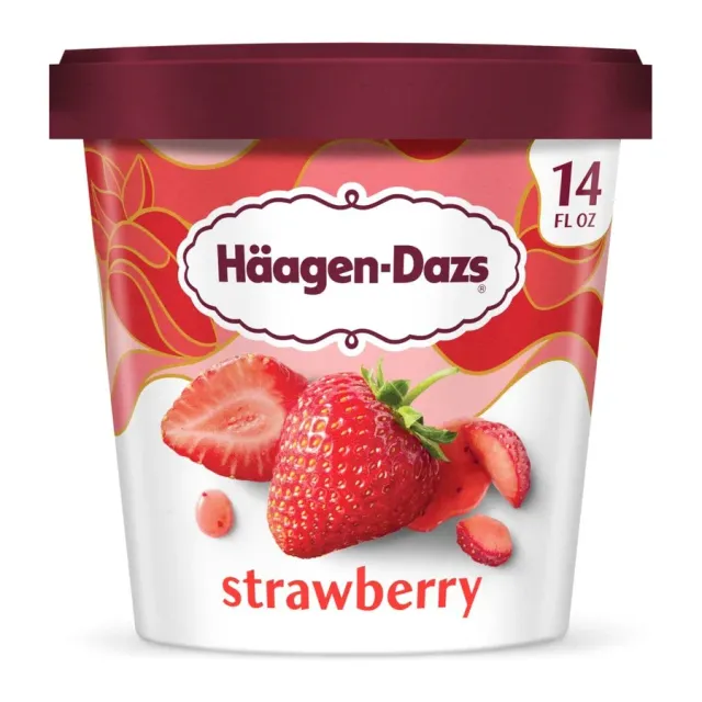Haagen-Dazs Strawberry Ice Cream, front of pack