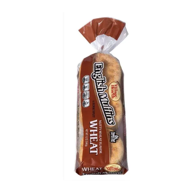 Village Hearth Wheat English muffins, front of pack