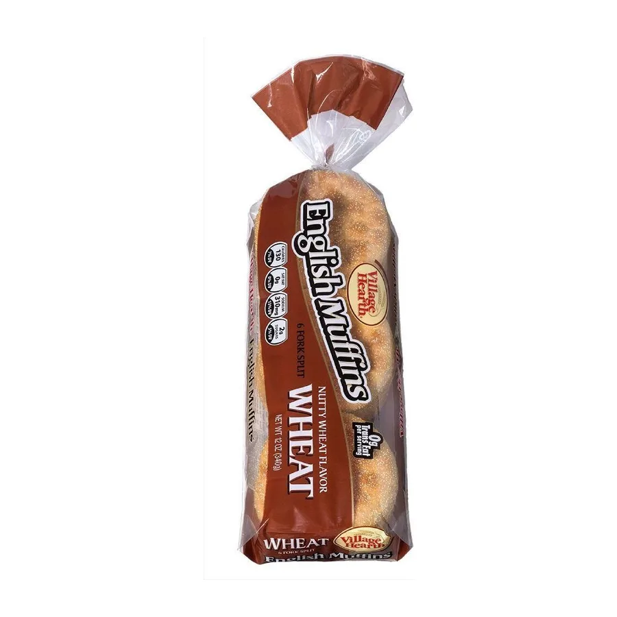 Village Hearth Wheat English muffins, front of pack