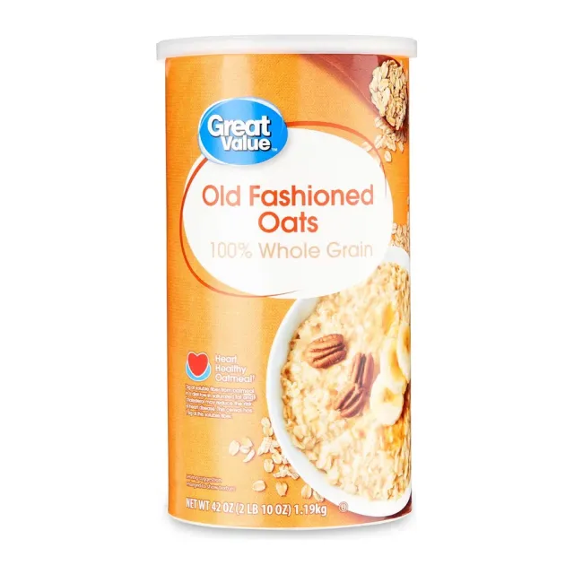 Great Value 100% Whole Grain Old Fashioned Oats, front of pack