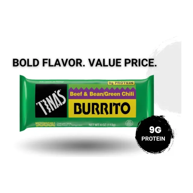Tina's Beef & Bean / Green Chili Burrito, front of pack