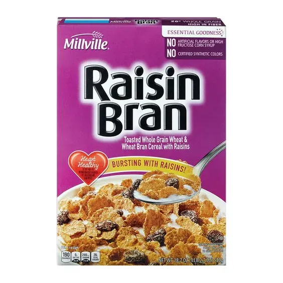Millville Raisin Bran, front of pack