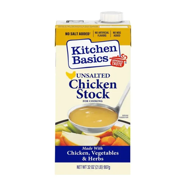 Kitchen Basics All natural unsalted chicken stock, front of pack