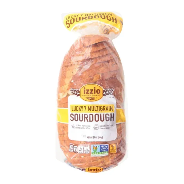 Izzio Lucky 7 Multigrain Sourdough, front of pack