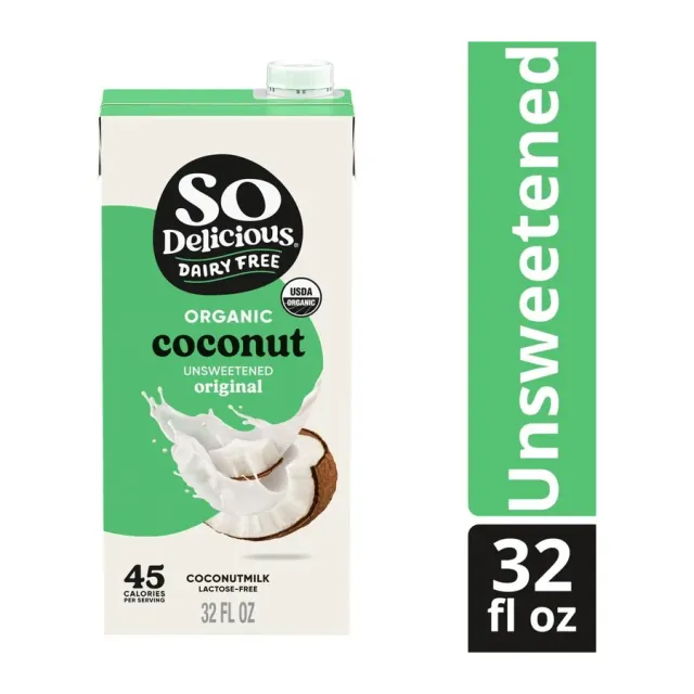 So Delicious Coconut Milk Beverage Unsweetened Shelf Stable, front of pack