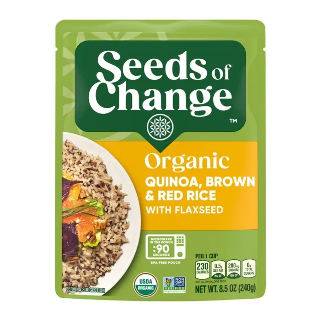 Seeds of Change Organic Quinoa, Brown & Red Rice with Flaxseed, front of pack