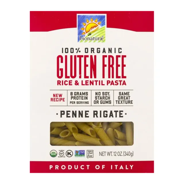Bionaturae Penne Rigate, Lentil & Rice, Gluten Free, front of pack