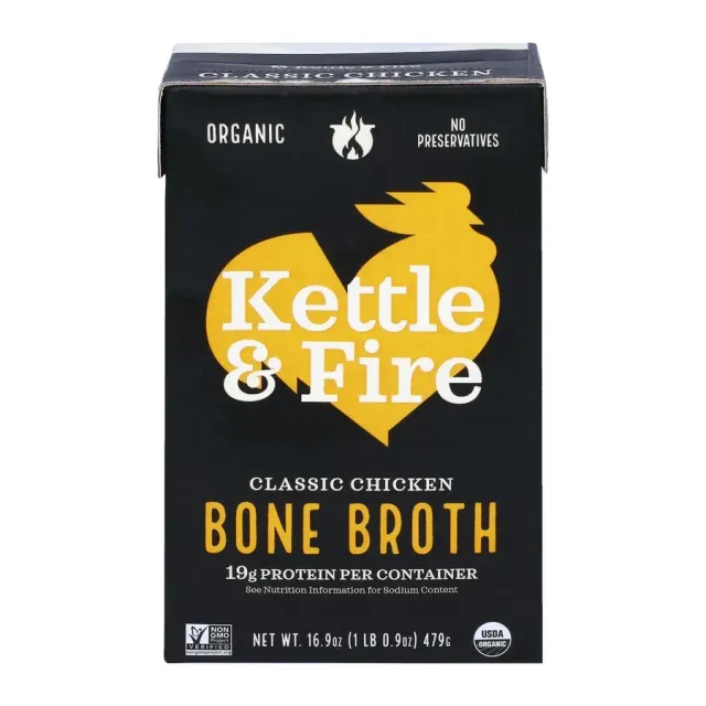 Kettle & Fire Organic Chicken Bone Broth, front of pack