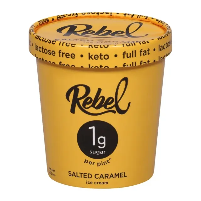 Rebel Salted caramel ice cream, front of pack