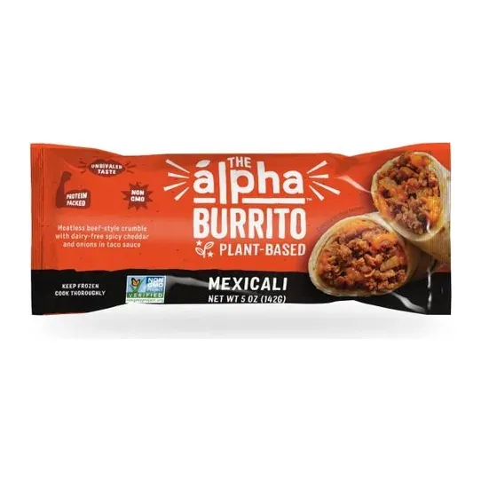 Alpha Foods Plant-Based Burrito Mexicali, front of pack